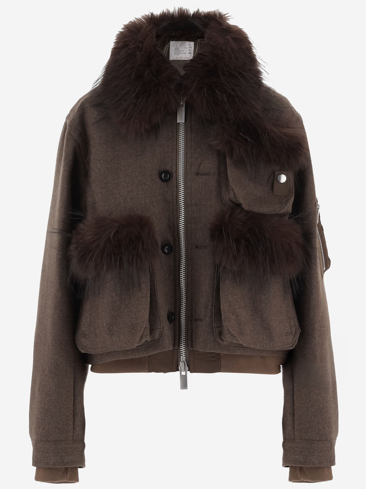 GIUBBOTTO IN LANA CON INSERTI IN PELLICCIA SINTETICA 08637 601 SACAI 