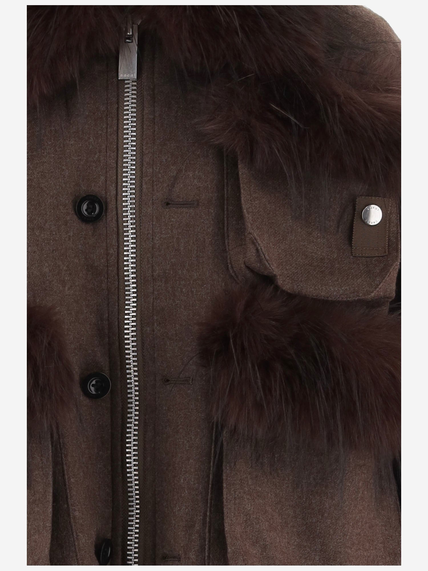 GIUBBOTTO IN LANA CON INSERTI IN PELLICCIA SINTETICA 08637 601 SACAI 