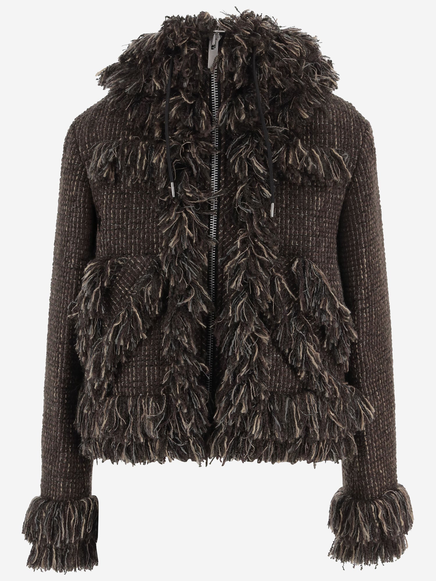 GIUBBOTTO IN MISTO LANA CON FRANGE 08646 601 SACAI 