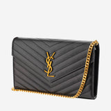 PORTAFOGLIO MONOGRAM ON CHAIN 377828 BOW011000 SAINT LAURENT 