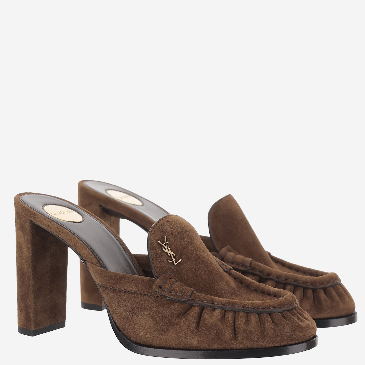 Décolleté mocassino in suede con logo 869713 27DTT2319 SAINT LAURENT 