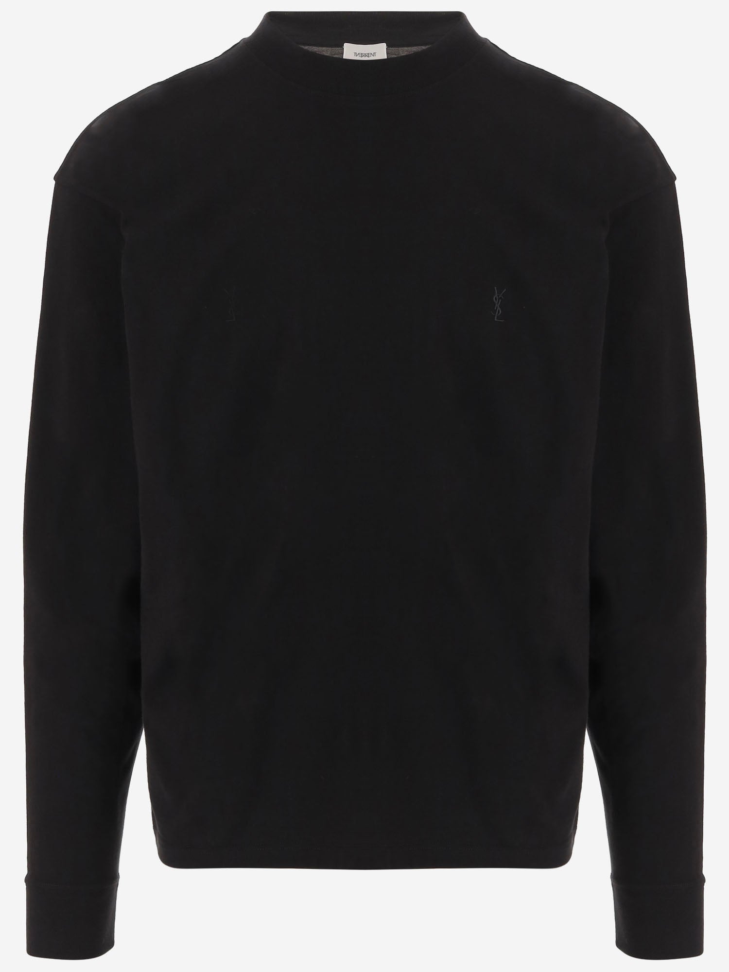 MAGLIA IN COTONE CON LOGO RICAMATO A001B9 Y38FG1000 SAINT LAURENT 