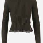 MAGLIA A COSTINE IN MISTO LANA CON BORDI IN PIZZO A008F9 Y77PD3653 SAINT LAURENT 