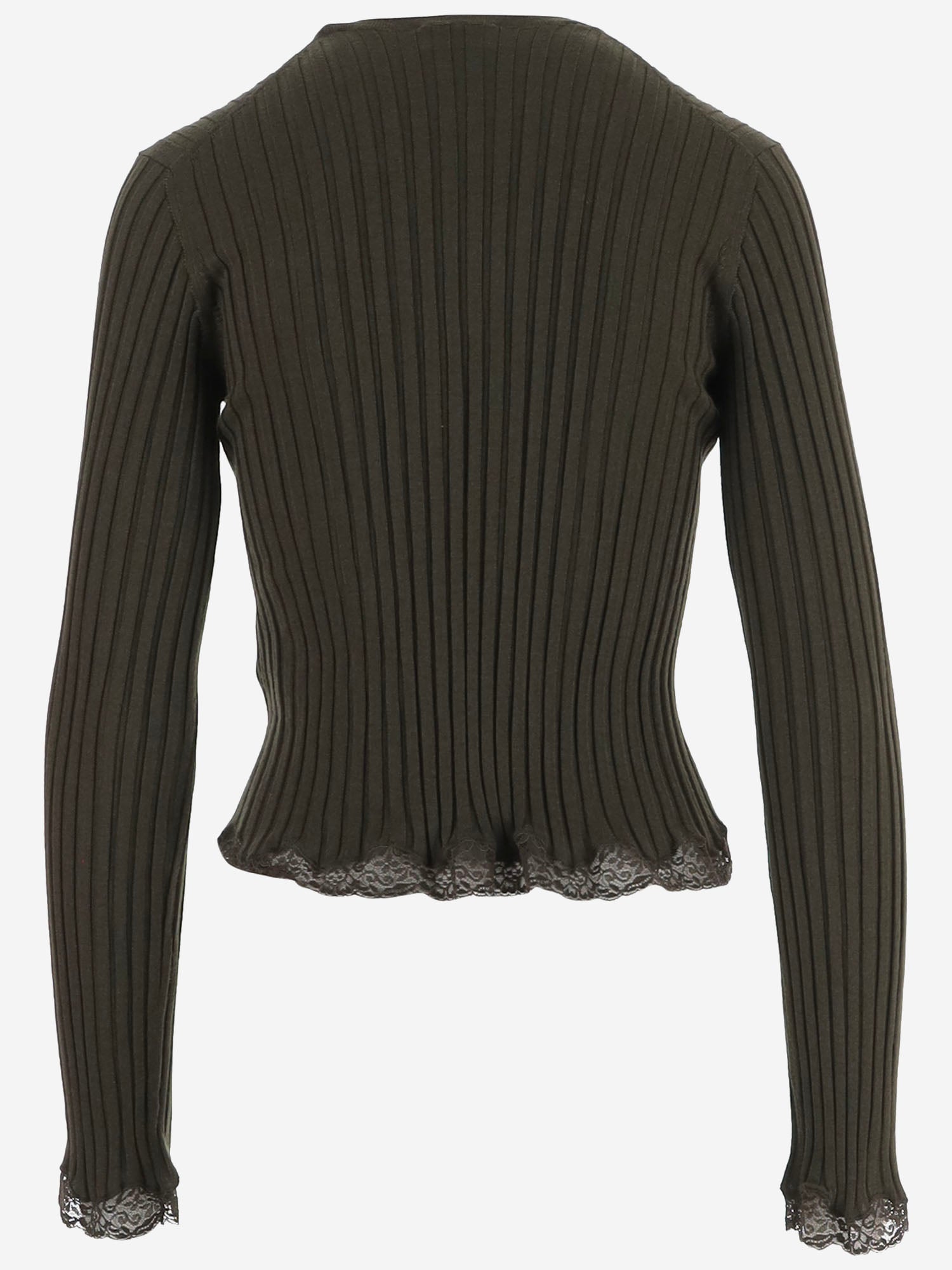 MAGLIA A COSTINE IN MISTO LANA CON BORDI IN PIZZO A008F9 Y77PD3653 SAINT LAURENT 