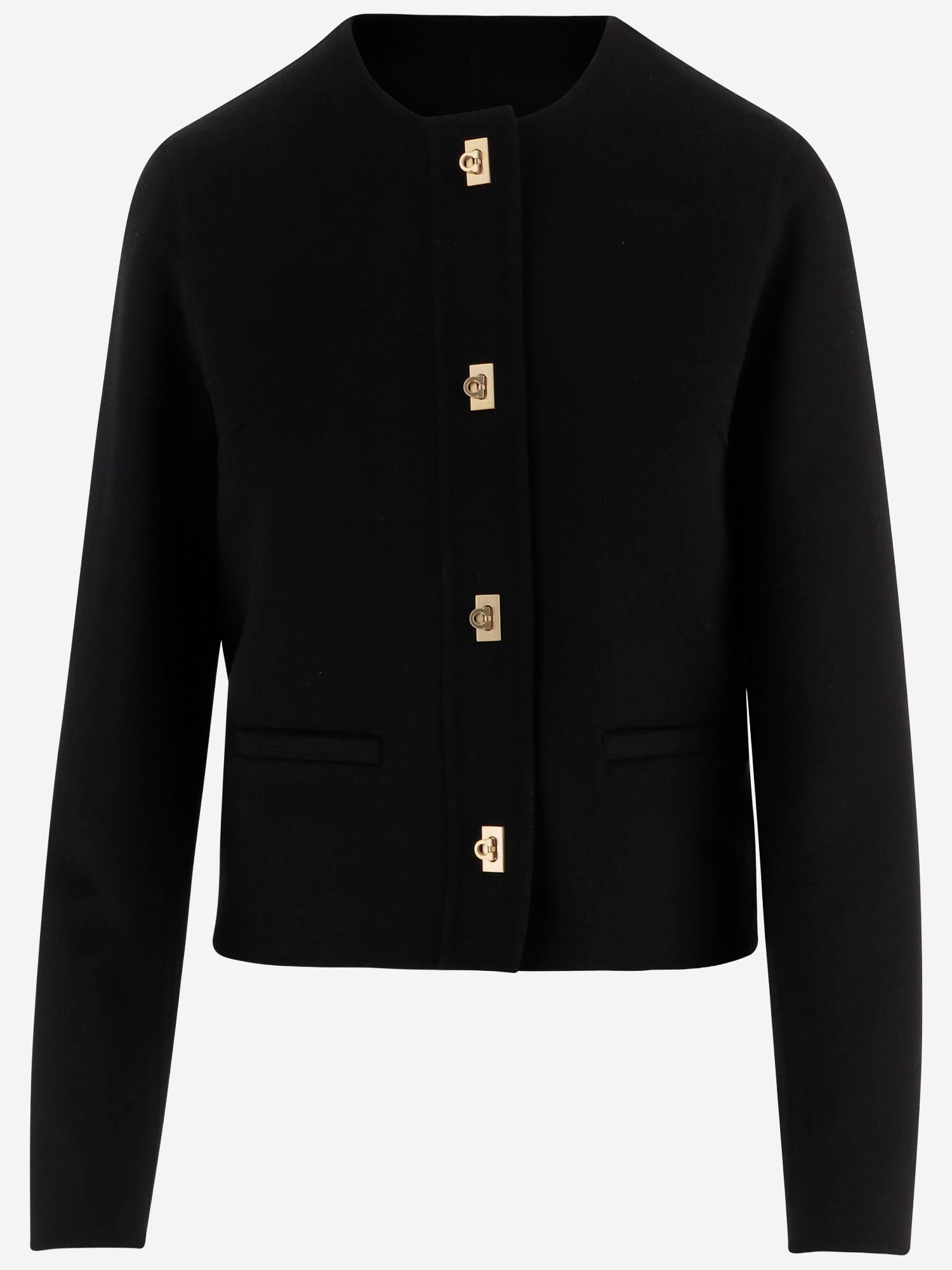 GIACCA IN LANA E CASHMERE CON BOTTONI DORATI 13I627 001 SALVATORE FERRAGAMO 