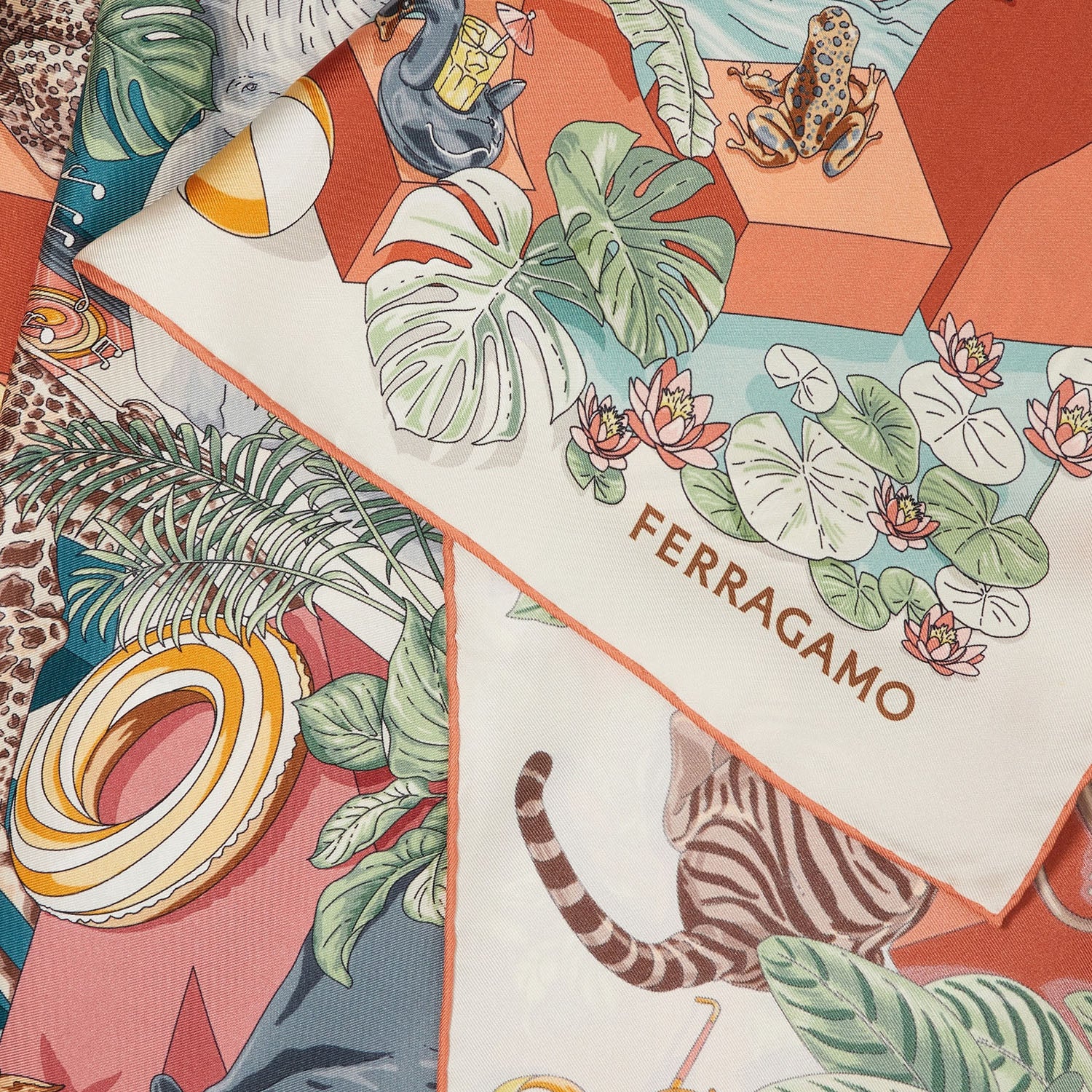 Foulard in seta stampa Jungle party 310242 005 SALVATORE FERRAGAMO 