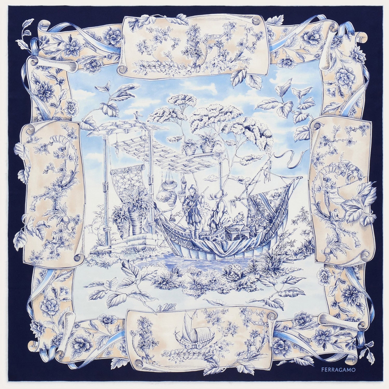 FOULARD IN SETA CON STAMPA VOYAGE 310244 001 SALVATORE FERRAGAMO 