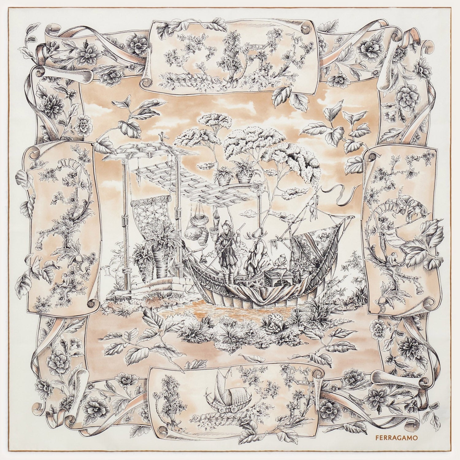 FOULARD IN SETA CON STAMPA VOYAGE 310244 003 SALVATORE FERRAGAMO 