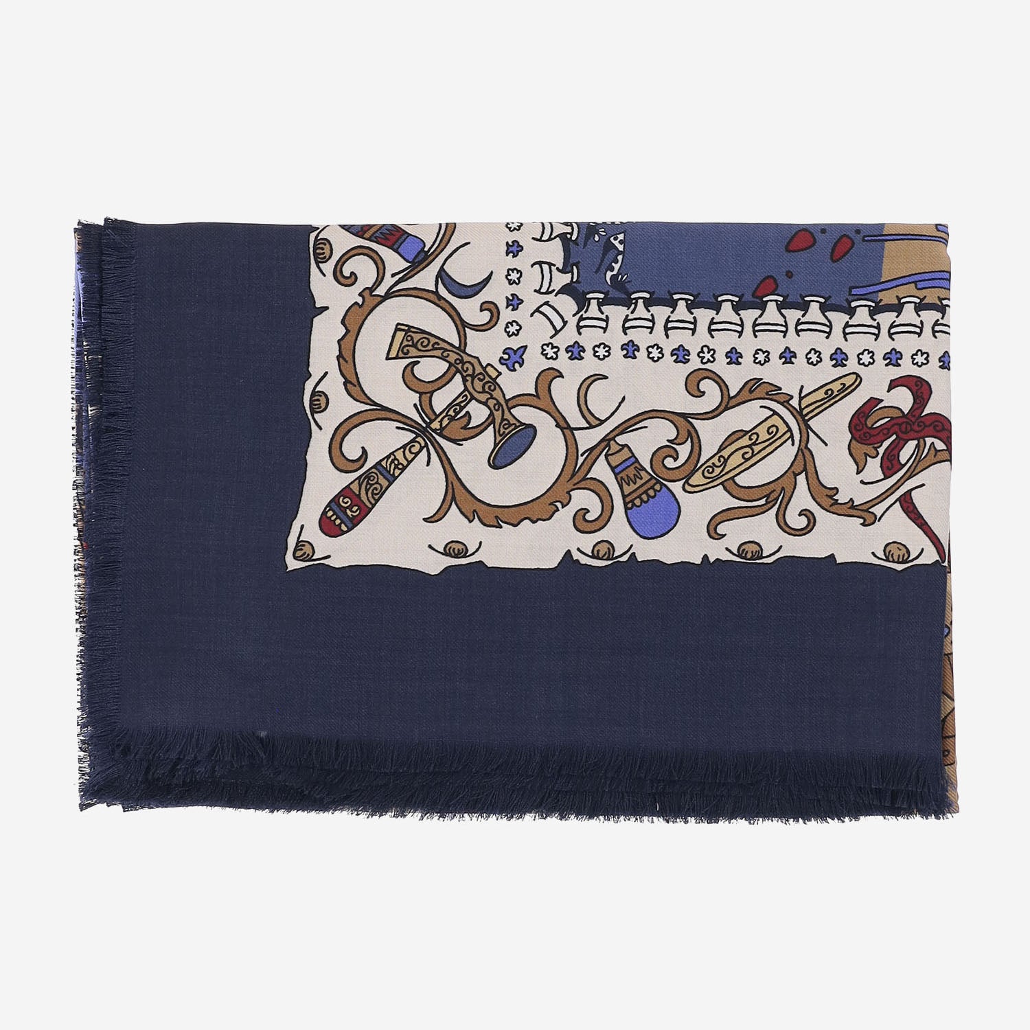 FOULARD IN SETA E LANA A MOTIVO FANTASIA 321279 795090002 SALVATORE FERRAGAMO 