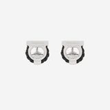 GEMELLI GANCINI IN OTTONE E PELLE INTRECCIATA 770142 001 SALVATORE FERRAGAMO 