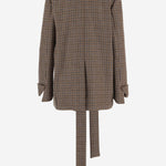 GIACCA IN LANA CON CINTURA E MOTIVO A QUADRI W26702Q 0800 SASUPHI 