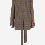 GIACCA IN LANA CON CINTURA E MOTIVO A QUADRI W26702Q 0800 SASUPHI 