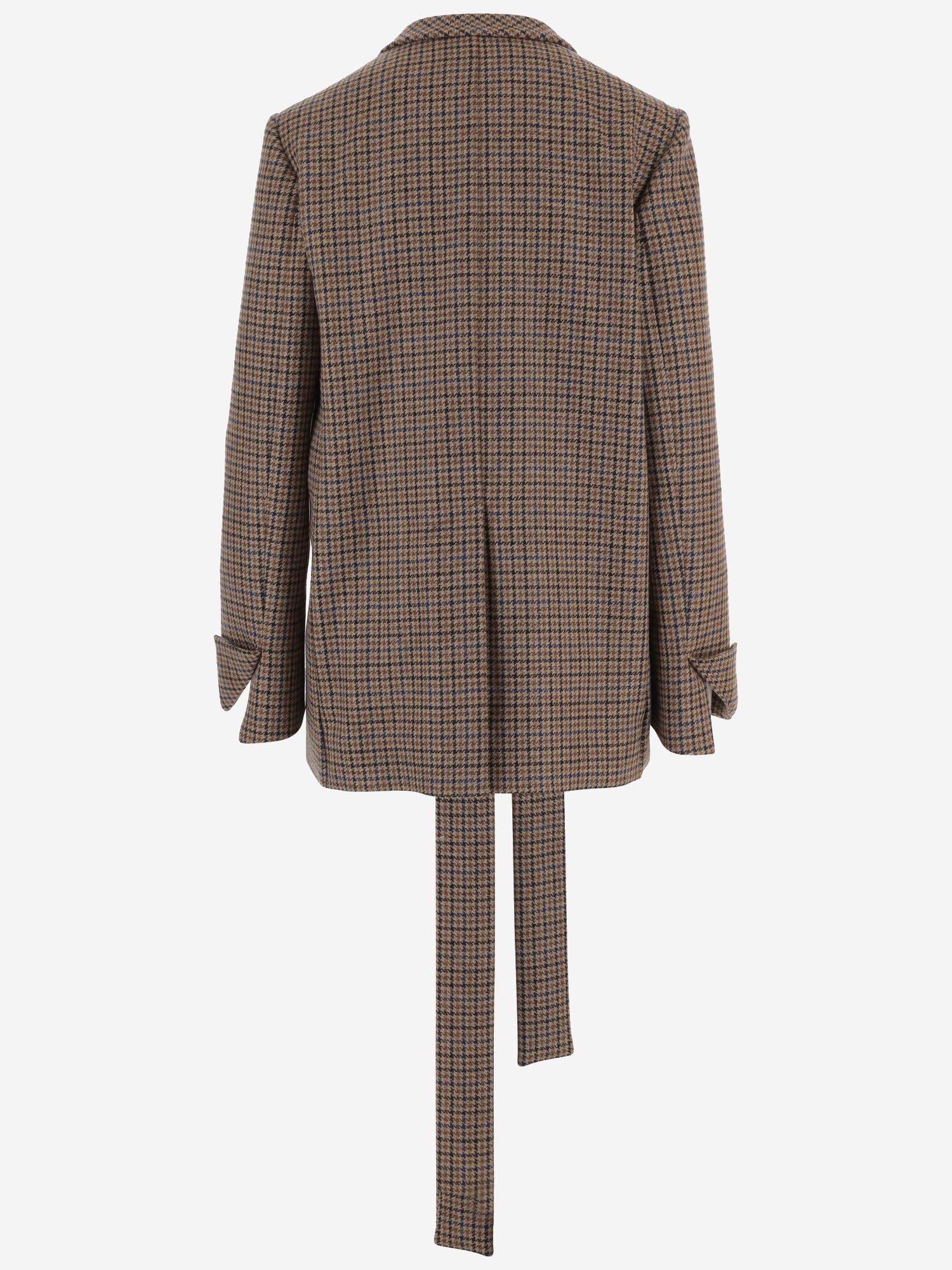 GIACCA IN LANA CON CINTURA E MOTIVO A QUADRI W26702Q 0800 SASUPHI 