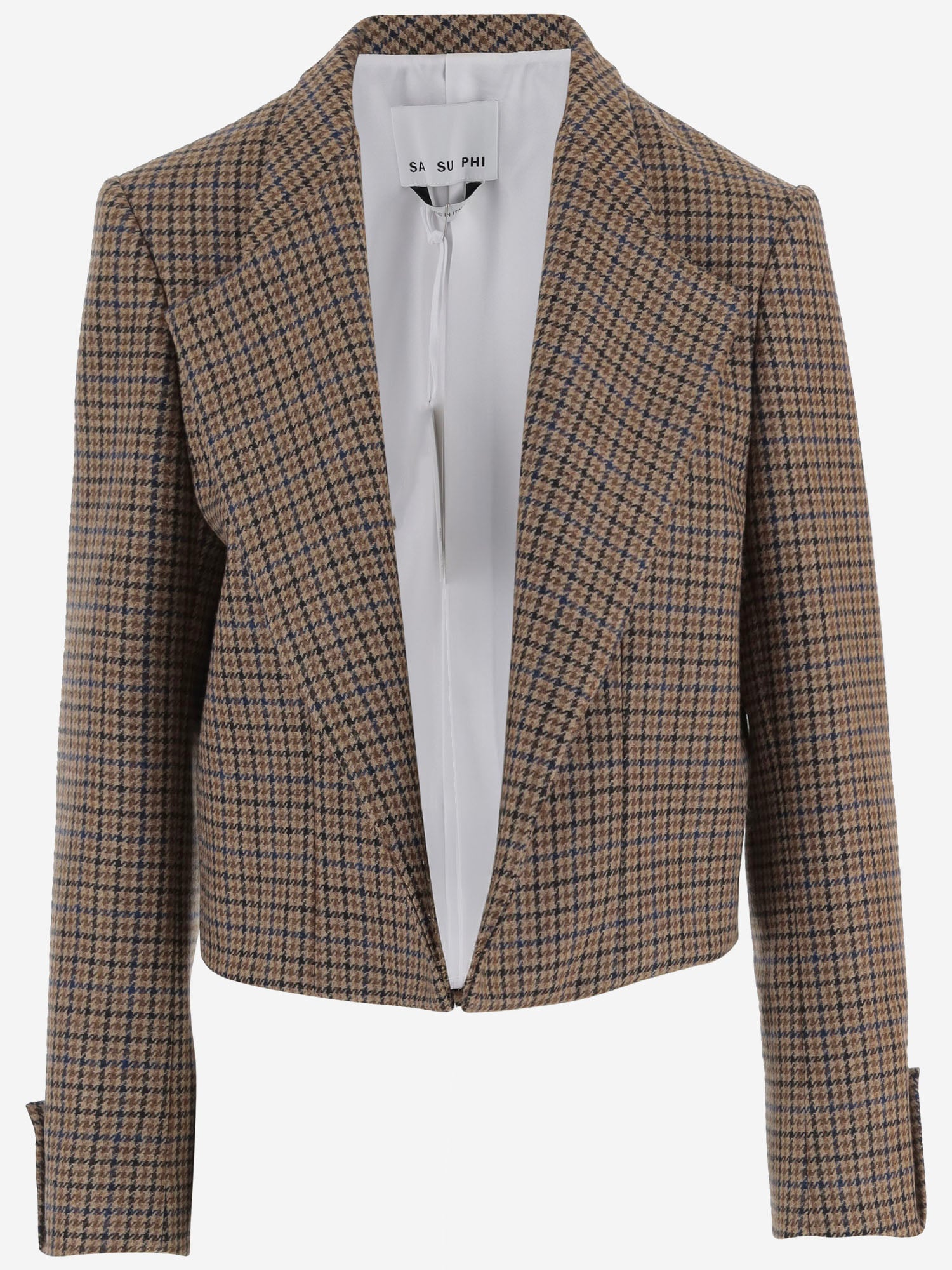 GIACCA IN LANA CON MOTIVO A QUADRI W26713Q 0800 SASUPHI 