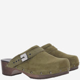 ZOCCOLI IN LEGNO E SUEDE F01552 KHAKI SCHOLL 