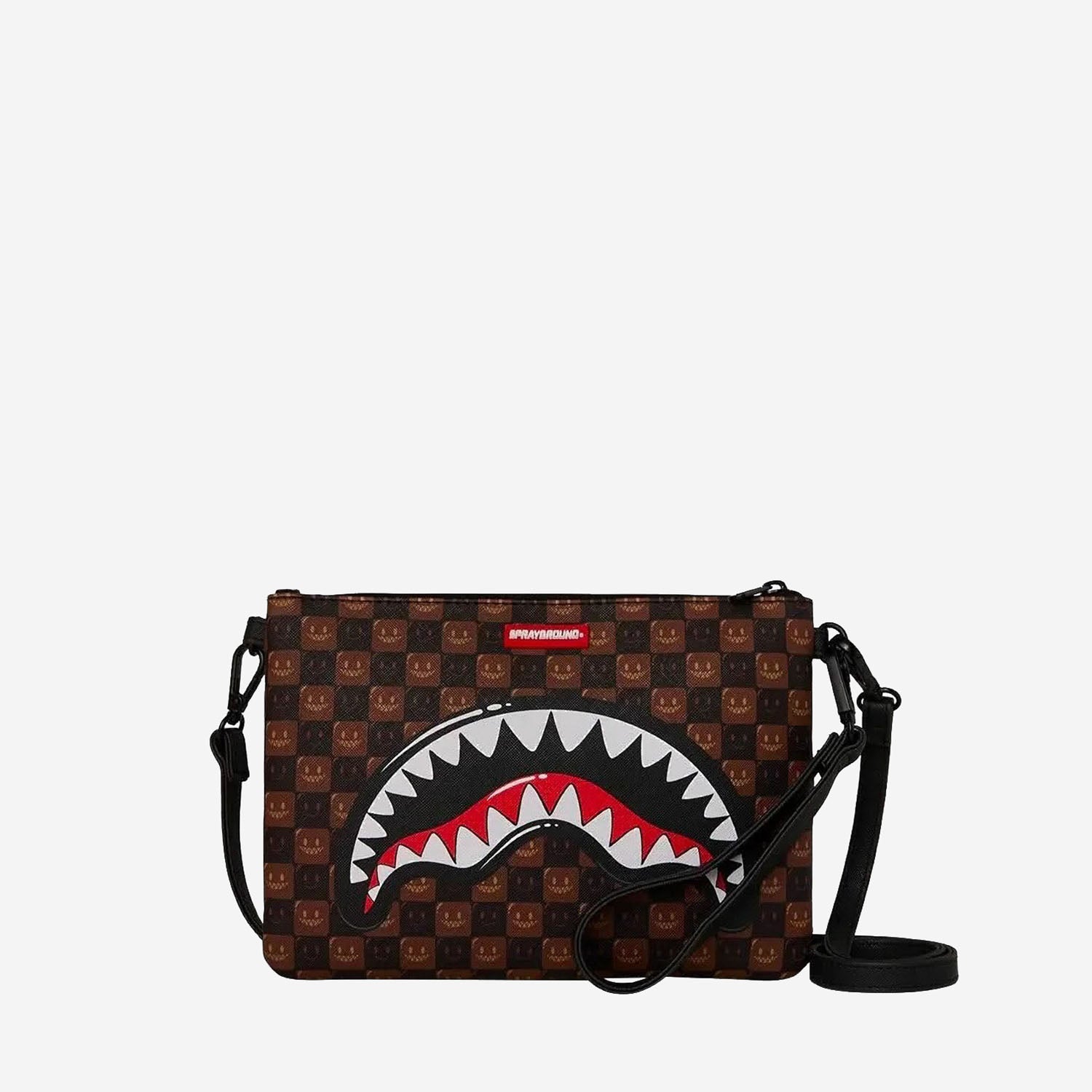 POCHETTE IN PELLE SINTETICA SHARKS IN PARIS BUBBLE CHECK 910B9307NSZ BUBBLEBROWN SPRAYGROUND 