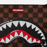 POCHETTE IN PELLE SINTETICA SHARKS IN PARIS BUBBLE CHECK 910B9307NSZ BUBBLEBROWN SPRAYGROUND 