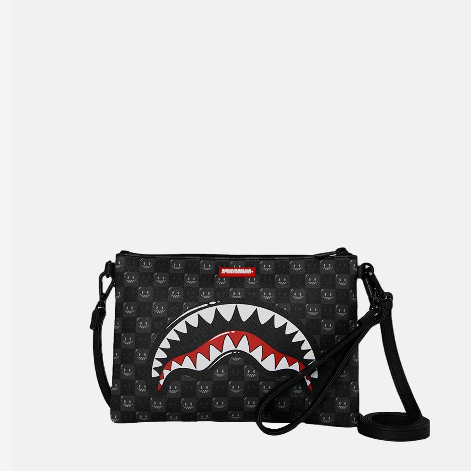 POCHETTE IN PELLE SINTETICA SHARKS IN PARIS BUBBLE CHECK<BR/><BR/> 910B9318NSZ BUBBLYBLACK SPRAYGROUND 