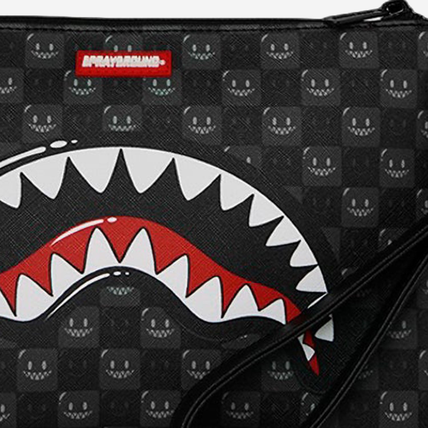 POCHETTE IN PELLE SINTETICA SHARKS IN PARIS BUBBLE CHECK<BR/><BR/> 910B9318NSZ BUBBLYBLACK SPRAYGROUND 