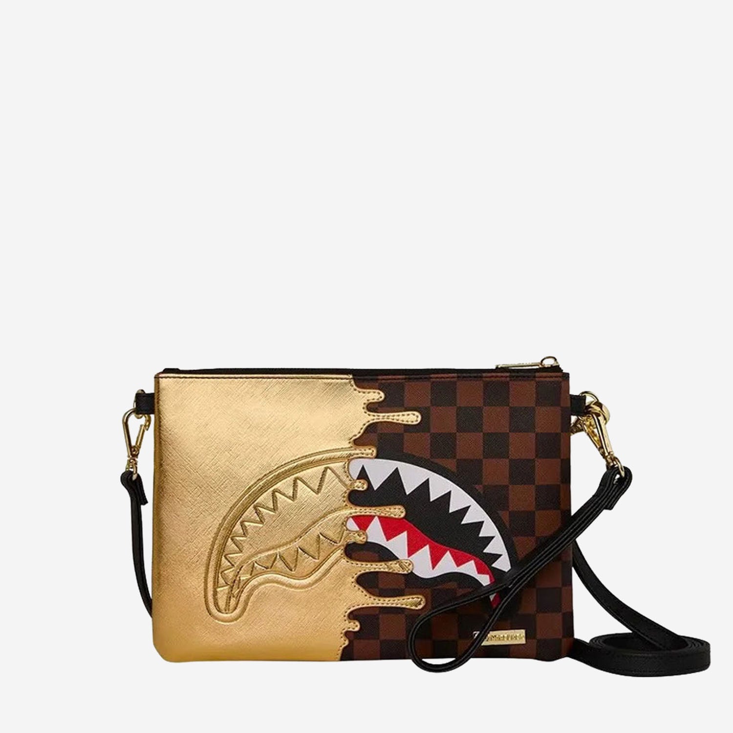POCHETTE IN PELLE SINTETICA SHARKS IN PARIS GOLD DRIP 910B9344NSZ GOLD SPRAYGROUND 