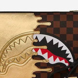 POCHETTE IN PELLE SINTETICA SHARKS IN PARIS GOLD DRIP 910B9344NSZ GOLD SPRAYGROUND 