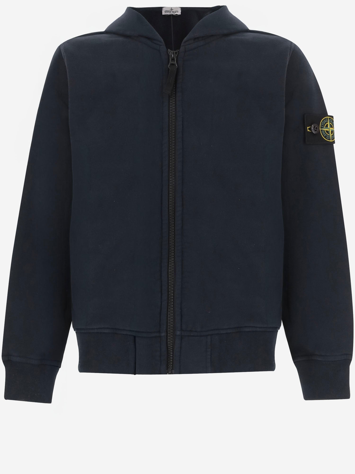 FELPA CON ZIP IN COTONE CON LOGO 6100006 S0A20V0020 STONE ISLAND KIDS 