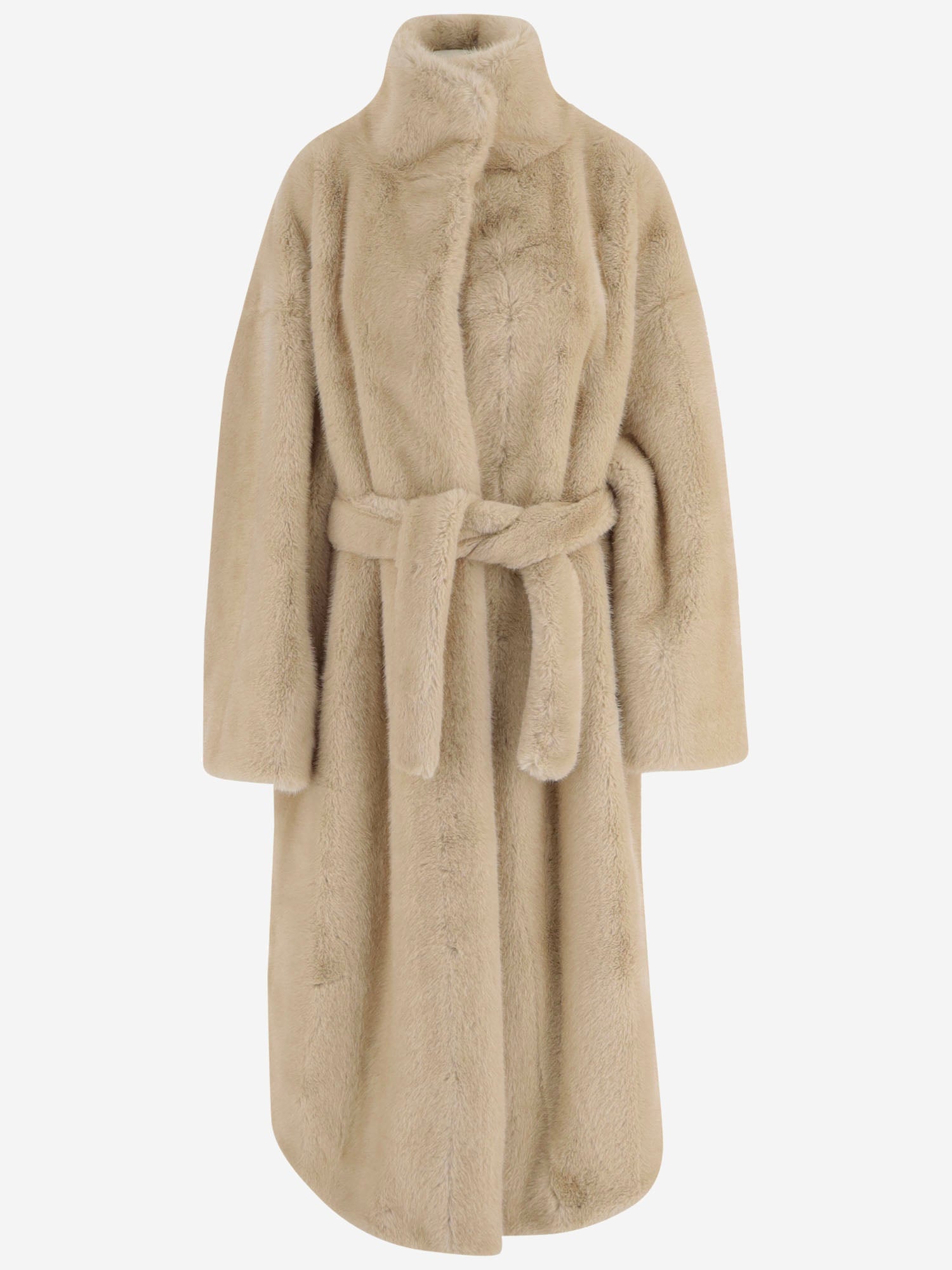 CAPPOTTO RAVELLO IN PELLICCIA SINTETICA CON CINTURA COFS22707 206 THE FRANKIE SHOP 
