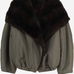 CAPPOTTO REVERSIBILE IN NYLON CON COLLO IN PELLICCIA SINTETICA COFS22885 925 THE FRANKIE SHOP 