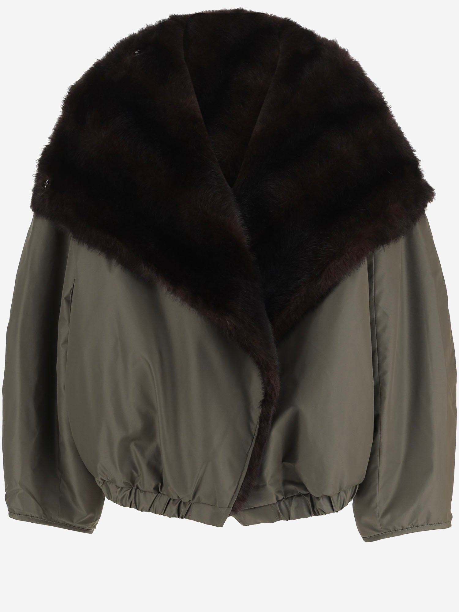 CAPPOTTO REVERSIBILE IN NYLON CON COLLO IN PELLICCIA SINTETICA COFS22885 925 THE FRANKIE SHOP 