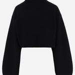 MAGLIONE CROPPED IN CASHMERE E LANA CON COLLO ALTO KNFS23081 100 THE FRANKIE SHOP 