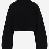 MAGLIONE CROPPED IN CASHMERE E LANA CON COLLO ALTO KNFS23081 100 THE FRANKIE SHOP 