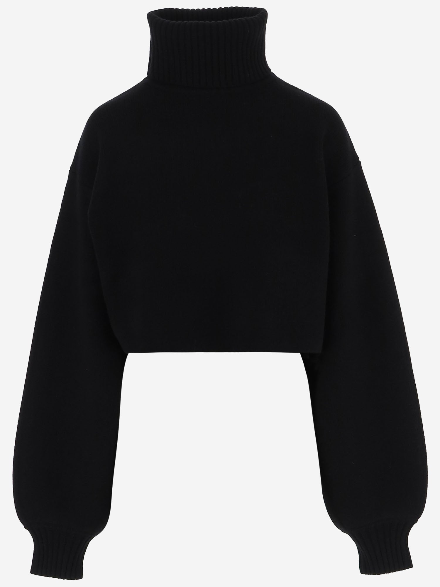 MAGLIONE CROPPED IN CASHMERE E LANA CON COLLO ALTO KNFS23081 100 THE FRANKIE SHOP 