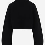 MAGLIONE CROPPED IN CASHMERE E LANA CON COLLO ALTO KNFS23081 100 THE FRANKIE SHOP 