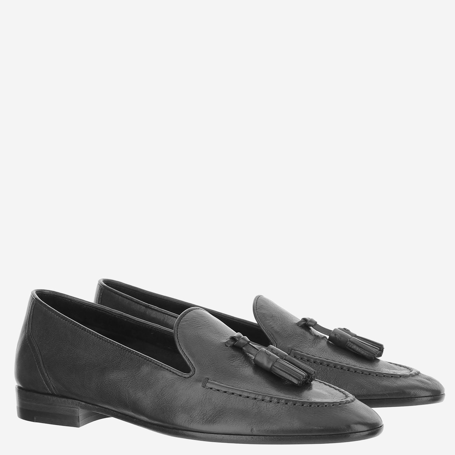MOCASSINI CADEN IN PELLE MARTELLATA F001039L894 BLK THE ROW 