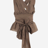 TOP GILIAN HALTER IN MISTO VISCOSA CON FIOCCO 22604 261 THE.GARMENT 