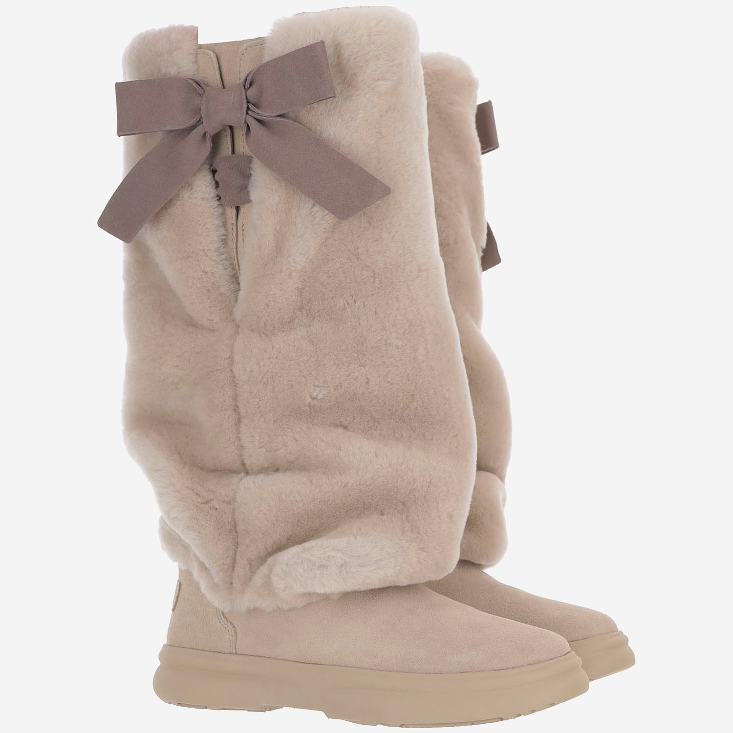 STIVALI APRÈS-SKI IN PELLE SCAMOSCIATA E SHEARLING CON FIOCCO 1183792 MNL UGG 