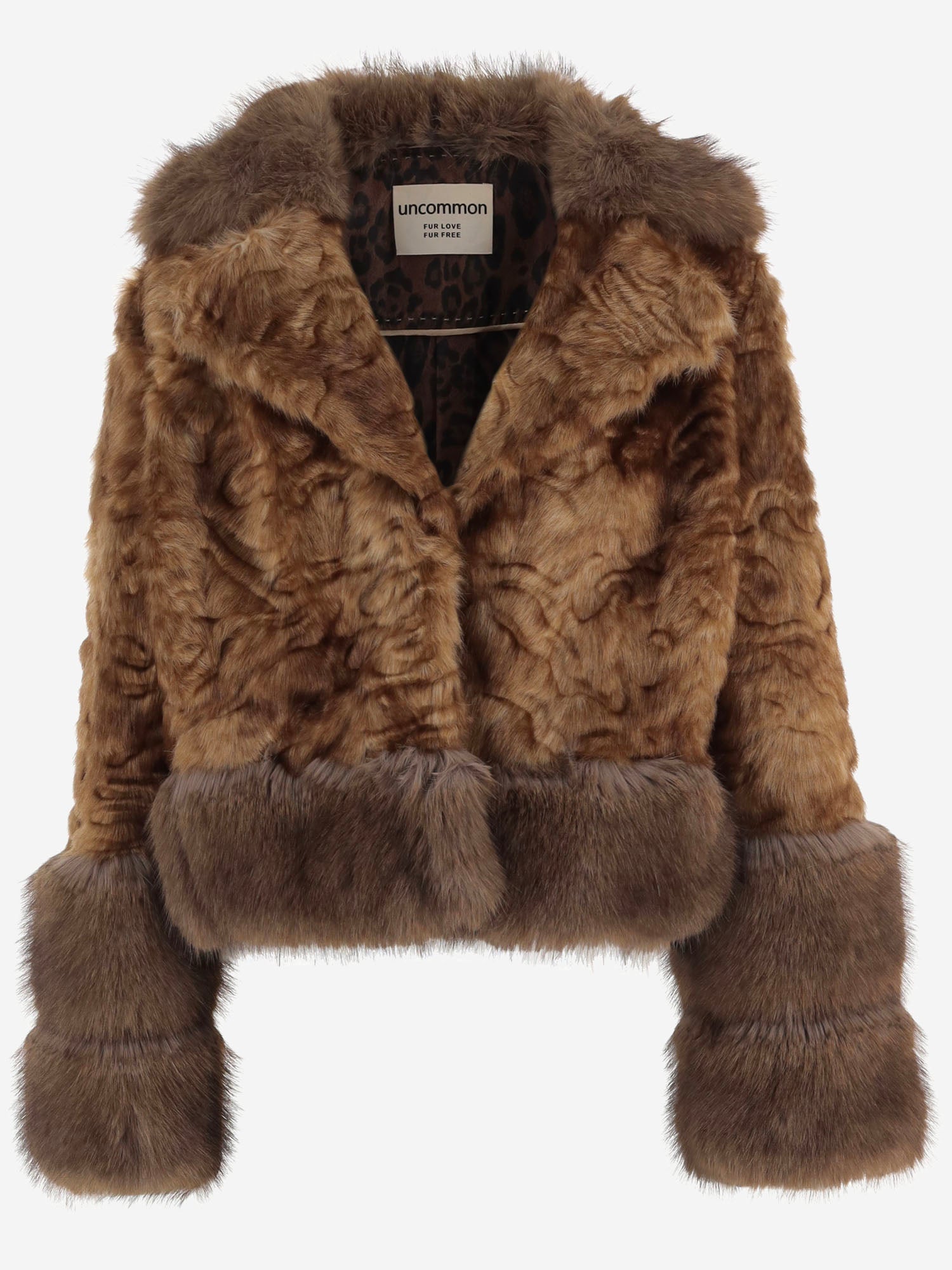 GIACCA IN PELLICCIA SINTETICA CON BORDI A CONTRASTO EF71 PER003 UNCOMMON 