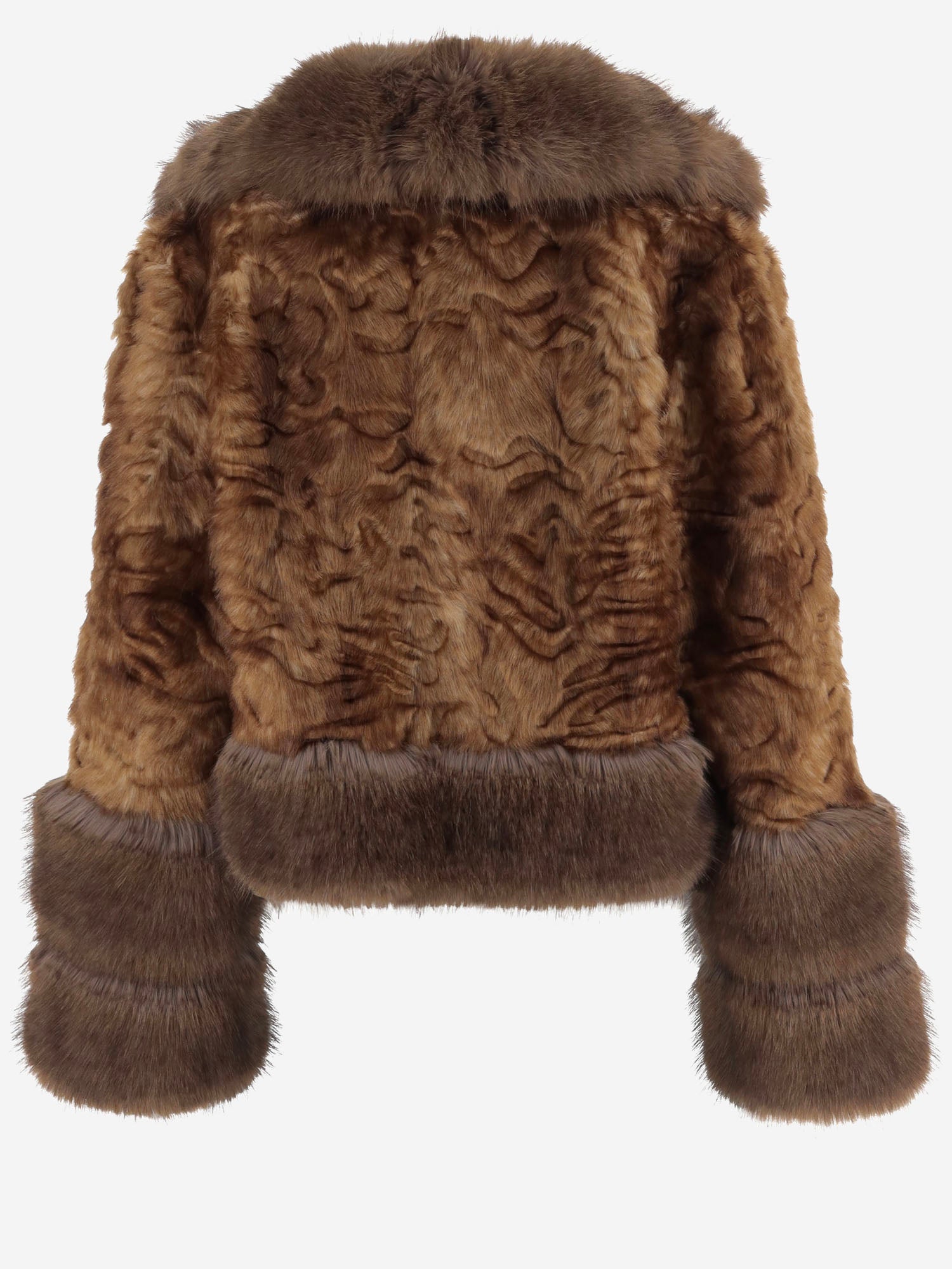 GIACCA IN PELLICCIA SINTETICA CON BORDI A CONTRASTO EF71 PER003 UNCOMMON 
