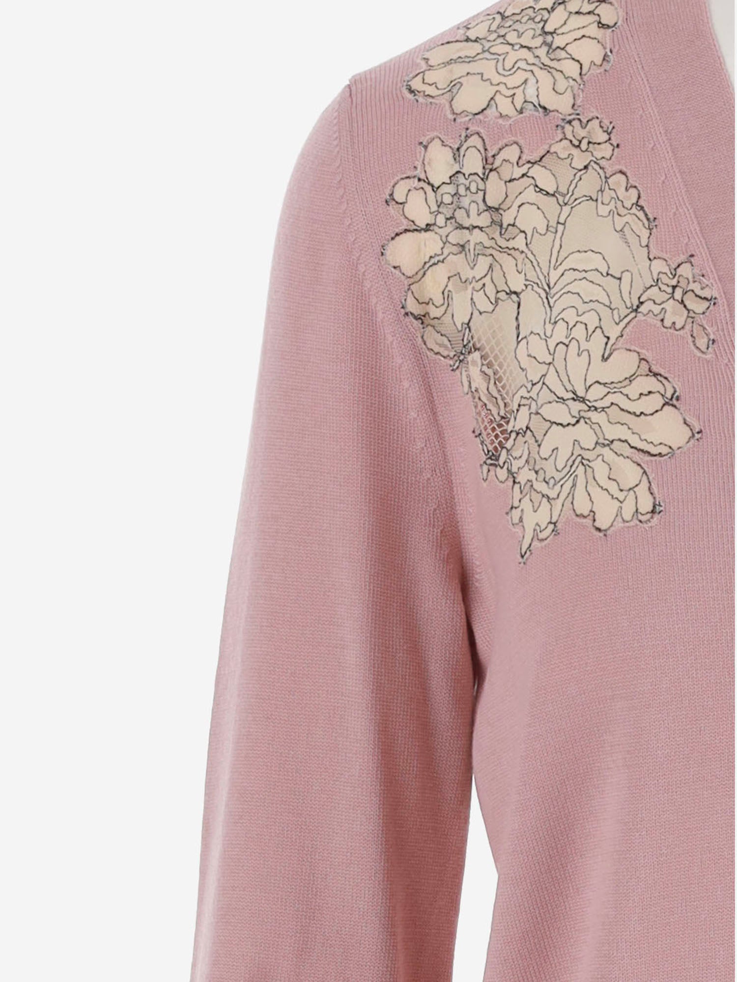 MAGLIA IN LANA VERGINE CON PIZZO RICAMATO 9B0KA16T AGA4MX VALENTINO 