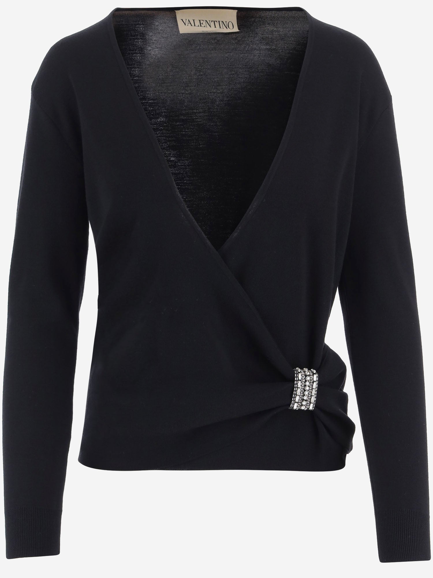 MAGLIA IN LANA CON DRAPPEGGIO E DETTAGLIO GIOIELLO 9B0KC77B AJB0NO VALENTINO 