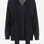 MAGLIA IN LANA CON SCOLLO A V E LACCETTI FRONTALI 9B0KC77G AJH0NO VALENTINO 