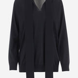 MAGLIA IN LANA CON SCOLLO A V E LACCETTI FRONTALI 9B0KC77G AJH0NO VALENTINO 