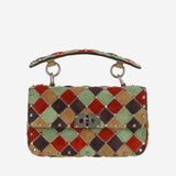 Borsa Rockstud Spike In Suede Patchwork 9W2B0123 PIW4N8 VALENTINO GARAVANI 