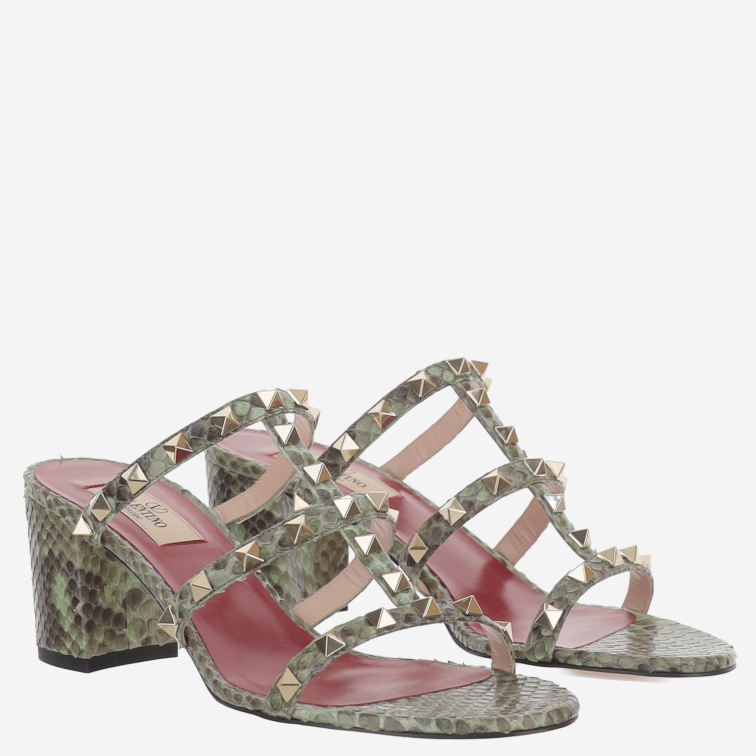 SANDALI SLIDER ROCKSTUD IN PITONE 9W2S0C47 XBH4NM VALENTINO GARAVANI 