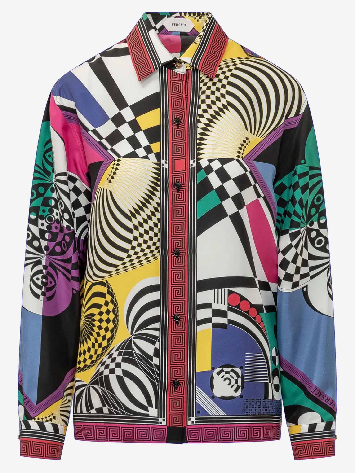 CAMICIA IN SETA CON STAMPA GEOMETRICA 1024221 1A192885X000 VERSACE 