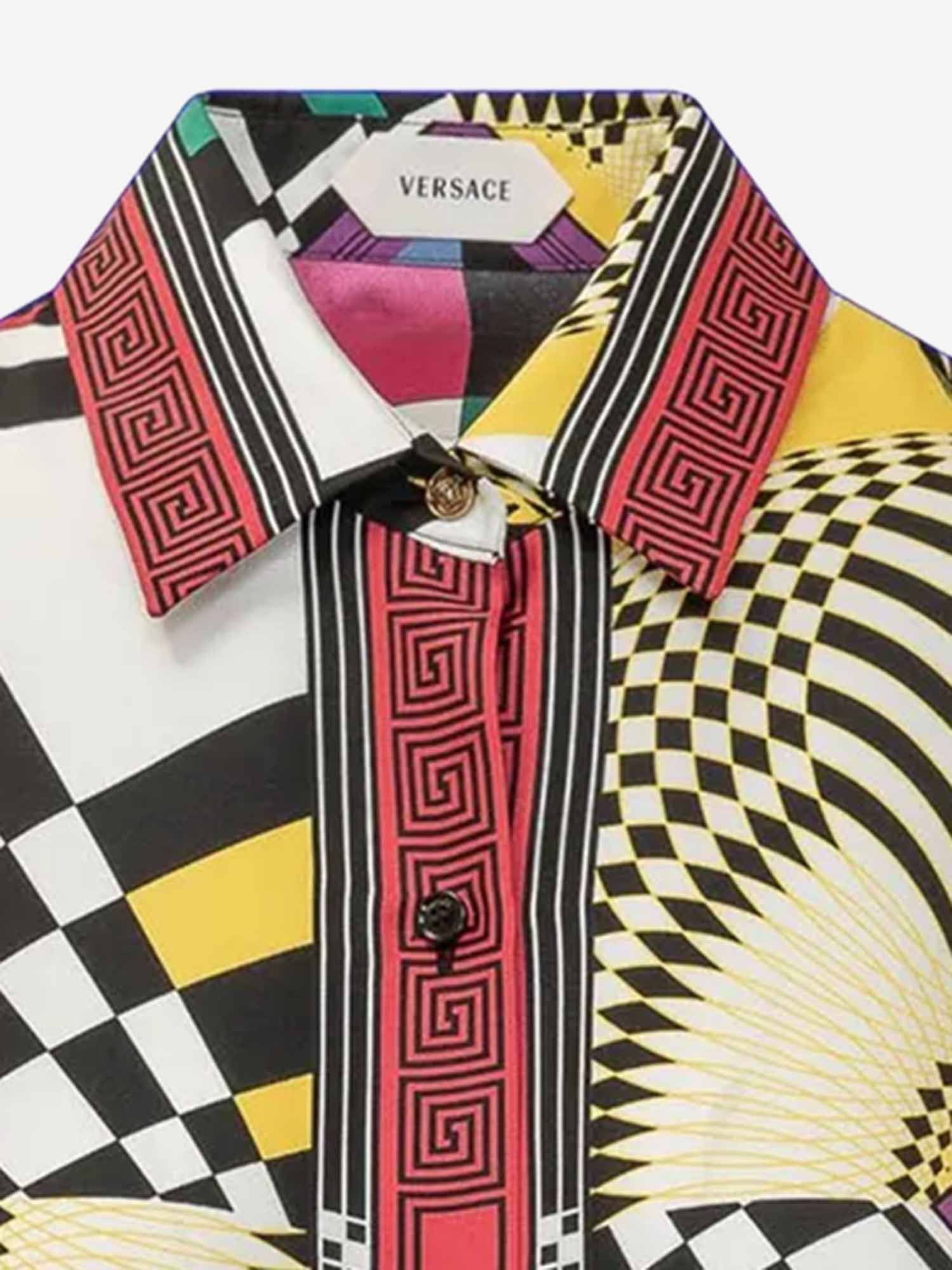 CAMICIA IN SETA CON STAMPA GEOMETRICA 1024221 1A192885X000 VERSACE 