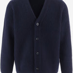 CARDIGAN IN LANA CON LAVORAZIONE A COSTE M20036621A 403CBL VINCE 