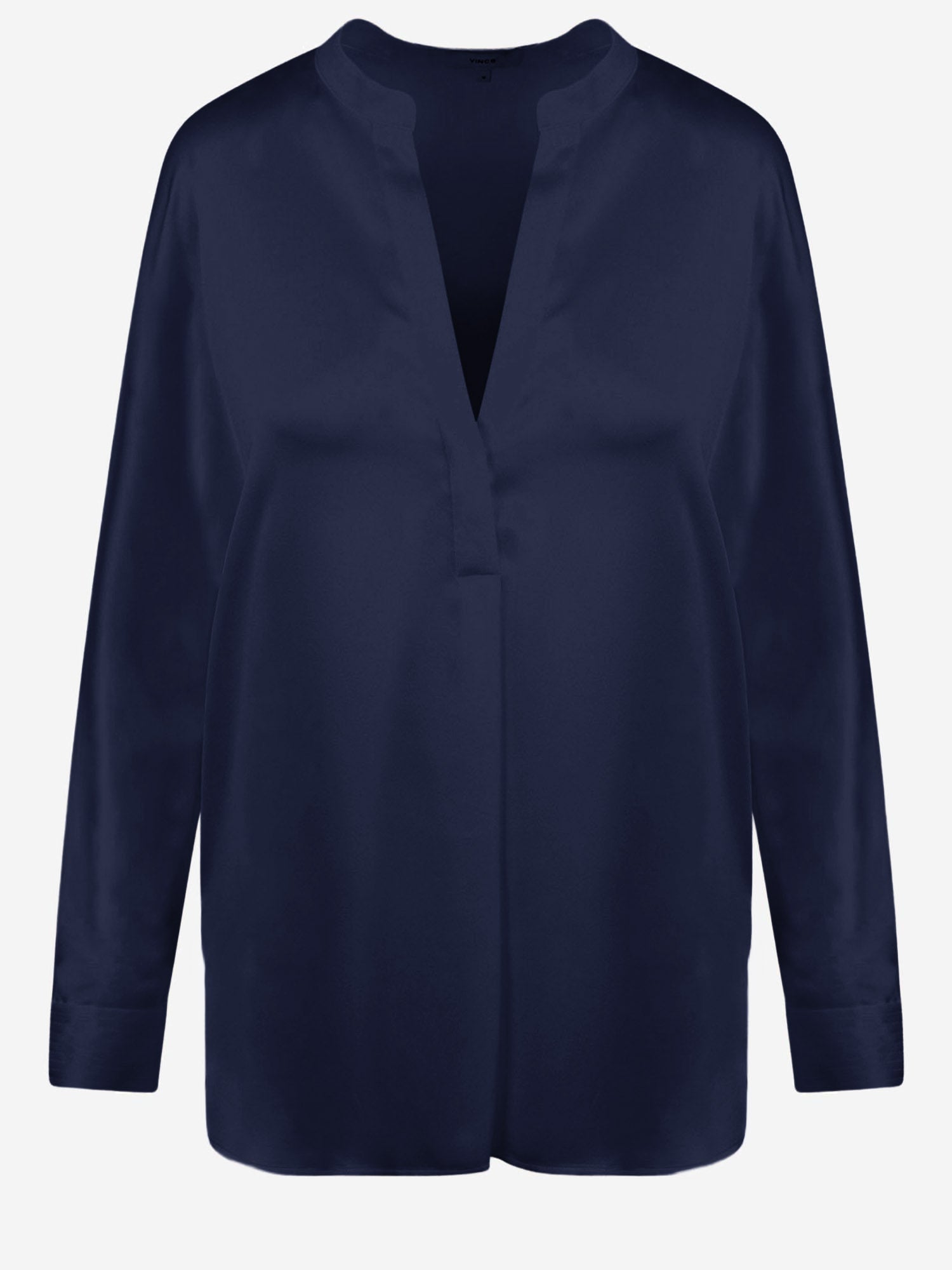 CAMICIA IN SETA CON SCOLLO A V VR84511926 403 VINCE 