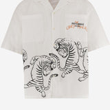 CAMICIA IN COTONE CON STAMPA TIGRI E LOGO 80OALF03 CNF03004 JUST CAVALLI 