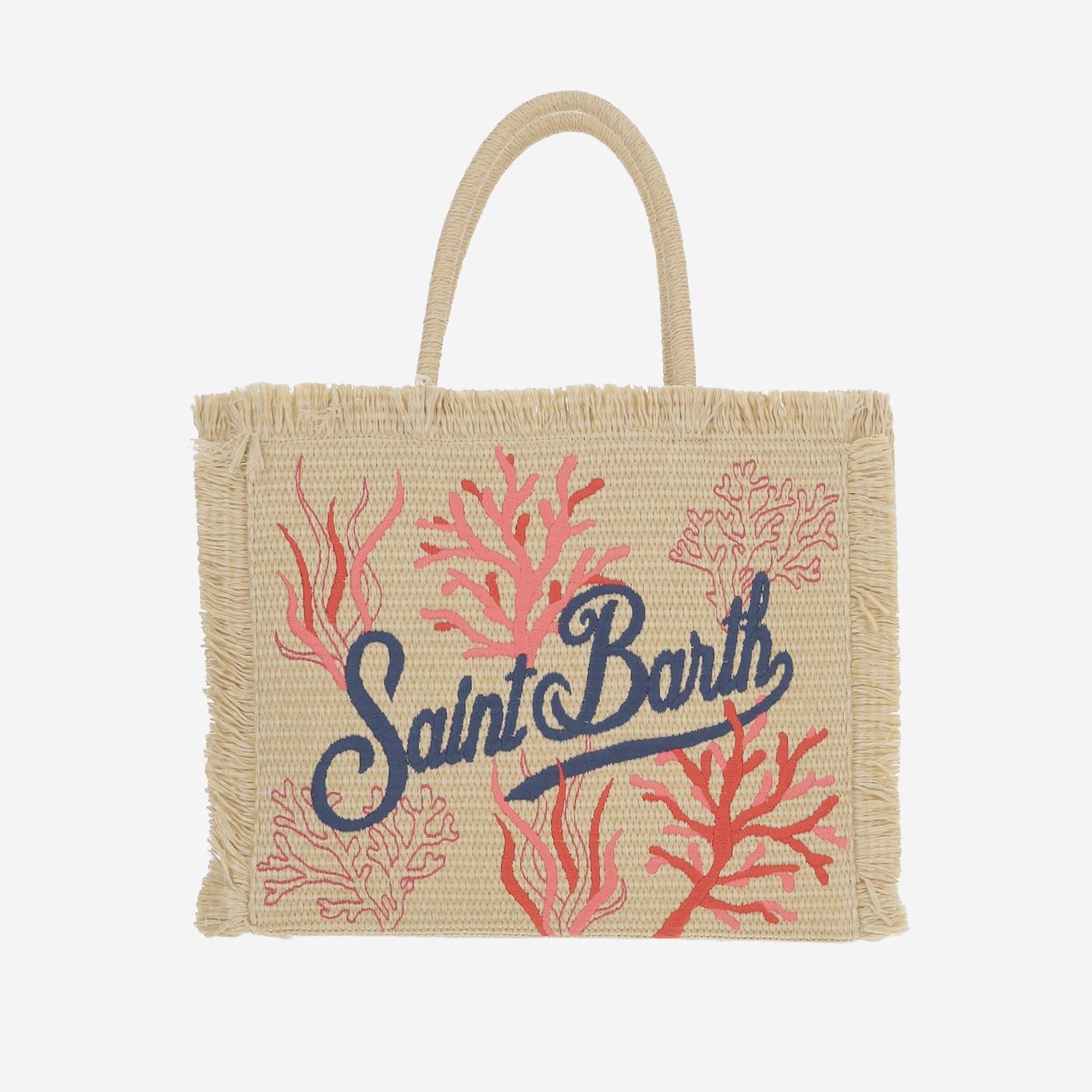 BORSA IN MISTO COTONE CON RICAMO CORALLO E LOGO VANI021 09064L MC2 SAINT BARTH 